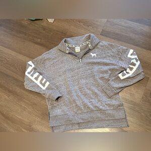 PINK Victoria's Secret Gray Quarter-Zip Pullover Sweatshirt